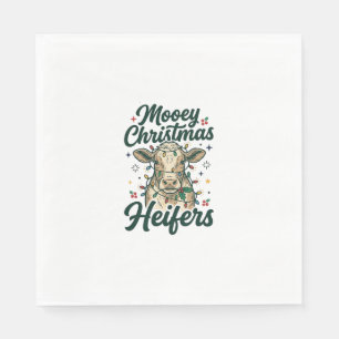 Servilleta De Papel Feliz Navidad Vaquillas Divertido Diseño Navideño