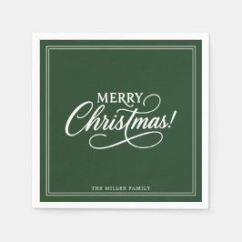 Servilleta De Papel Feliz Navidad verde, feriado