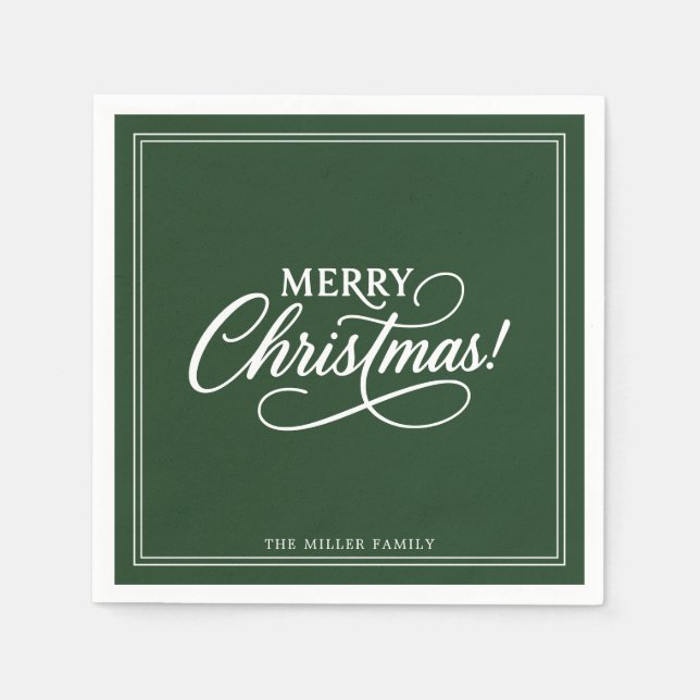 Servilleta De Papel Feliz Navidad verde, feriado (Anverso)