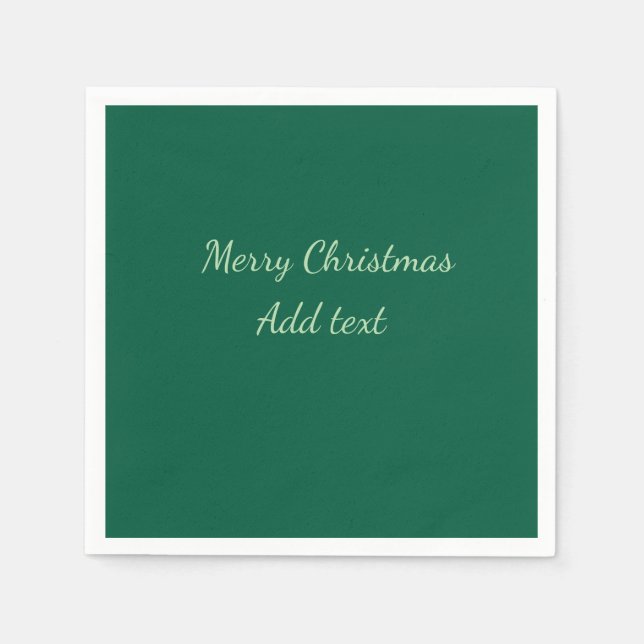 Servilleta De Papel Feliz Navidad verde planicie vacaciones en solitar (Anverso)