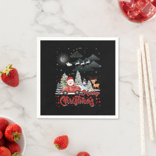 Servilleta De Papel Feliz Navidad Vintage Red Santa Camión Regalos