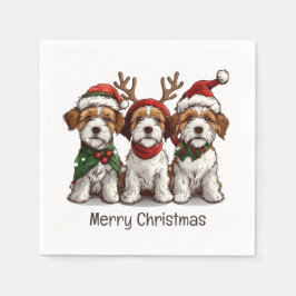Servilleta De Papel Feliz Navidad Welsh Wire Fox Terrier Dogs