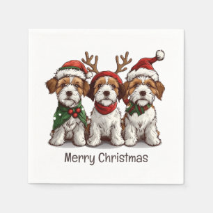 Servilleta De Papel Feliz Navidad Welsh Wire Fox Terrier Dogs