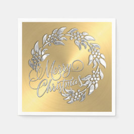 Servilleta De Papel Feliz Navidad Wreath