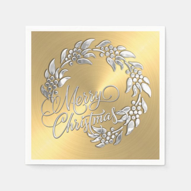 Servilleta De Papel Feliz Navidad Wreath (Anverso)