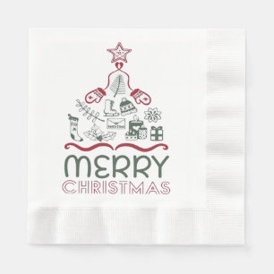 Servilleta De Papel Feliz Navidad y árbol de Navidad Clásico
