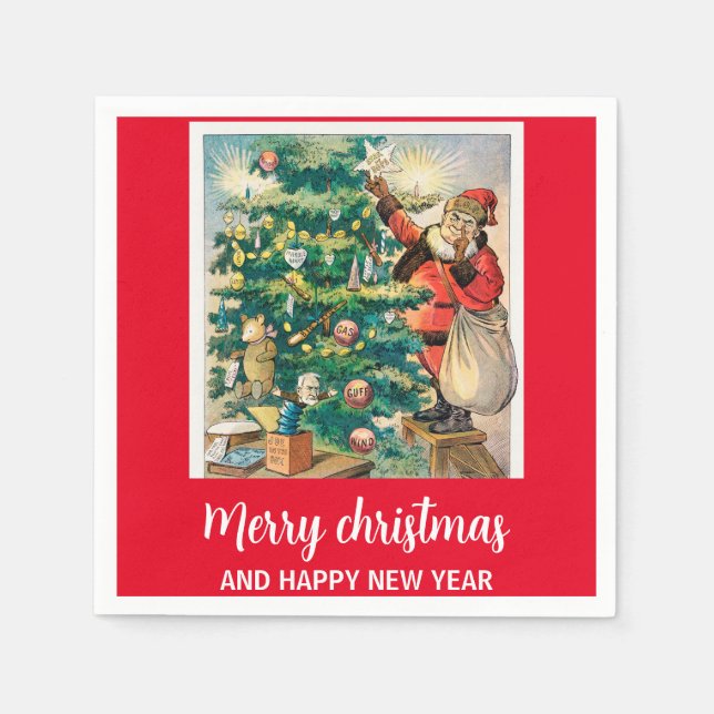 Servilleta De Papel Feliz Navidad y feliz año nuevo (Anverso)