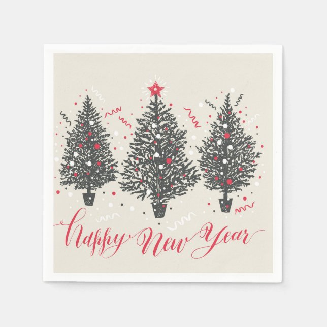 Servilleta De Papel Feliz Navidad y Feliz Año Nuevo (Anverso)