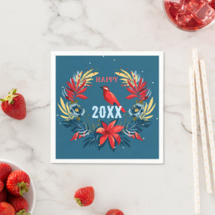 Servilleta De Papel Feliz Navidad y Feliz Año Nuevo! 20XX Pájaro Rojo