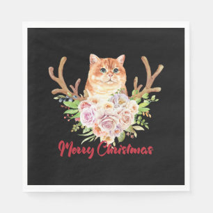 Servilleta De Papel Feliz Navidad y gato