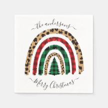 Feliz Navidad y leopardo impreso en arcoiris