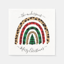 Servilleta De Papel Feliz Navidad y leopardo impreso en arcoiris