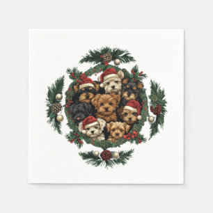 Servilleta De Papel Feliz Navidad Yorkshire Terrier Dogs