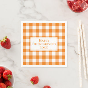 Servilleta De Papel Feliz Nombre Naranja Gingham Check