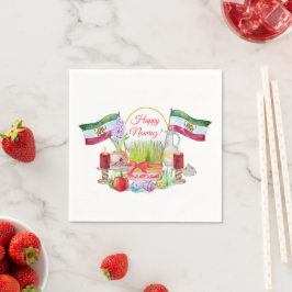 Servilleta De Papel Feliz Norooz Haft Sin con banderas de León y Sol