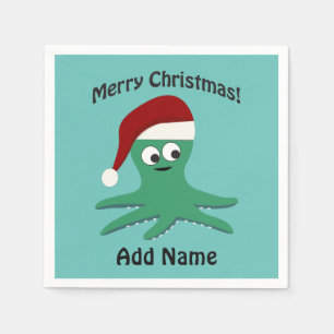 Servilleta De Papel Feliz octopo navideño