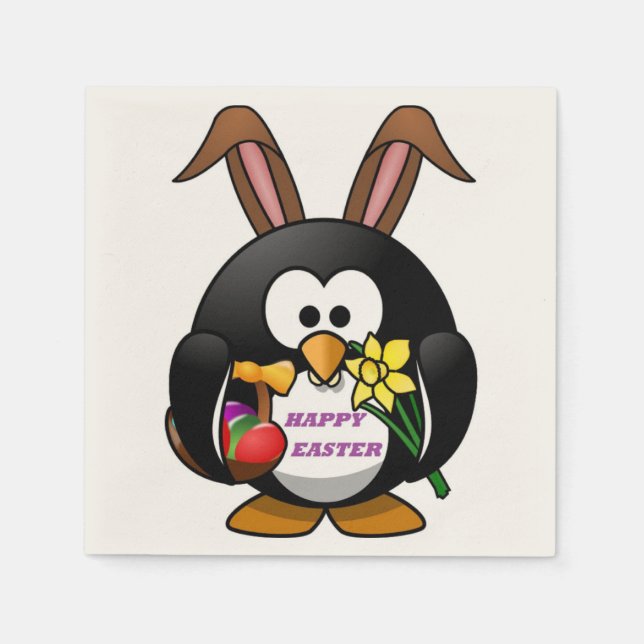 SERVILLETA DE PAPEL "FELIZ ORIENTAL" PENGUIN BUNNY (Anverso)