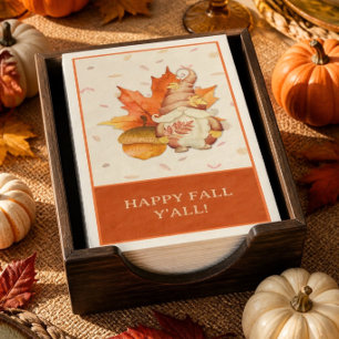 Servilleta De Papel Feliz Otoño a Todos Gnomo Hoja y Bellota