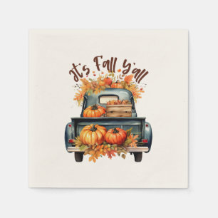 Servilleta De Papel Feliz otoño - Camión rústico con calabazas