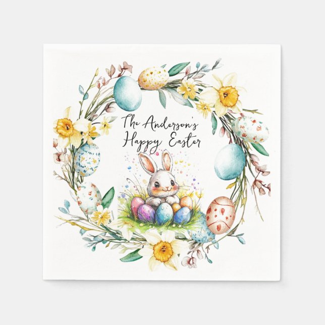 Servilleta De Papel Feliz Pascua banal y florida Pascua (Anverso)