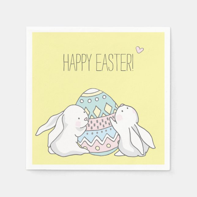 Servilleta De Papel ¡Feliz Pascua! Bebés lindo - Amarillo (Anverso)