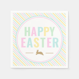 Servilleta De Papel Feliz Pascua Bunny Pastel Stripe
