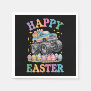Servilleta De Papel Feliz Pascua Camión Monstruo Divertido Aplasta Hue