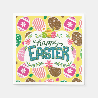 Servilleta De Papel Feliz Pascua Colorido Patrón de Huevos de Pascua A