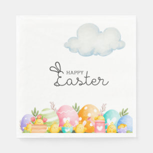 Servilleta De Papel Feliz Pascua con Tarjeta Postal de Huevos