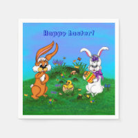¡Feliz Pascua! Conejo con conejo y pollo