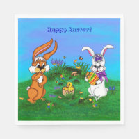 ¡Feliz Pascua! Conejo con conejo y pollo