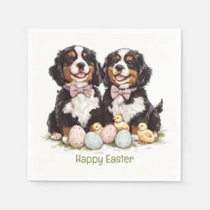 Servilleta De Papel Feliz Pascua de los perros de montaña de Bernese h