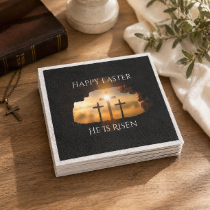 Servilleta De Papel Feliz Pascua Él ha Resucitado Tres Cruces Fiesta