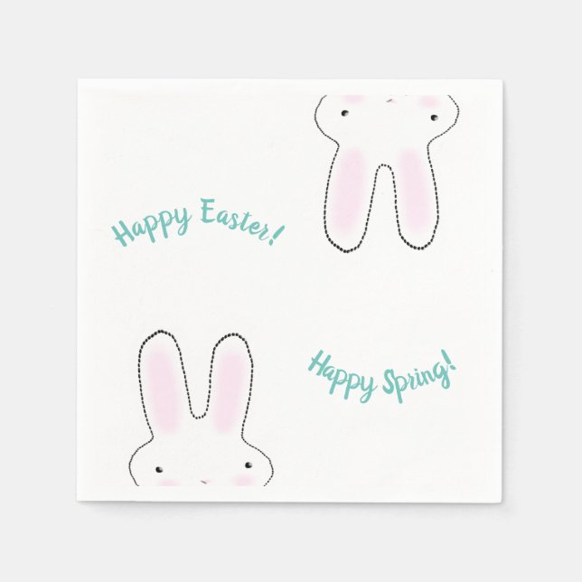 Servilleta De Papel Feliz Pascua Feliz Primavera lindo conejito divert (Anverso)