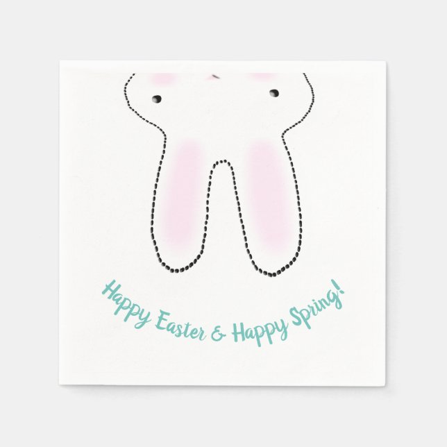 Servilleta De Papel Feliz Pascua Feliz Primavera lindo Conejo de Pascu (Anverso)