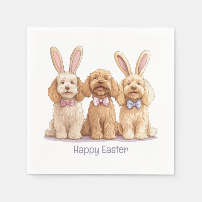 Servilleta De Papel Feliz Pascua Goldendoodle Dogs (Anverso)