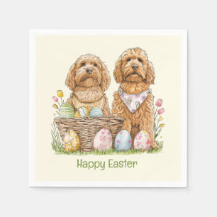 Servilleta De Papel Feliz Pascua Goldendoodle Dogs