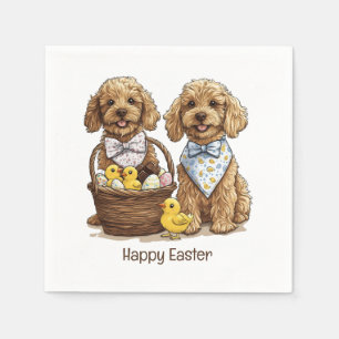 Servilleta De Papel Feliz Pascua Goldendoodle Perro Cesta de Pascua