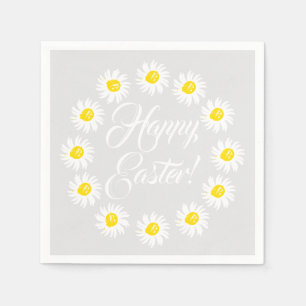 Servilleta De Papel Feliz Pascua gris pálido script adorable margarita