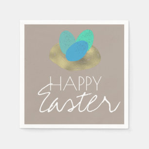 Servilleta De Papel Feliz Pascua Huevo de Pascua Manchado Nido Dorado