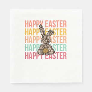 Servilleta De Papel Feliz Pascua Pastel Primavera Leopardo Conejo Cone