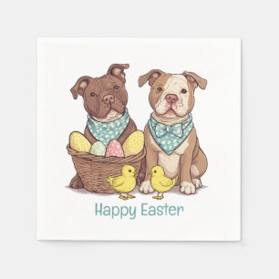 Servilleta De Papel Feliz Pascua Perros Pit Bull