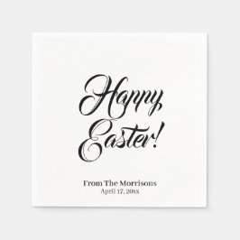 Servilleta De Papel Feliz Pascua personalizado blanco negro elegante