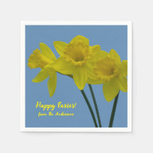 "Feliz Pascua" Ropa de Daffodils Amarillos