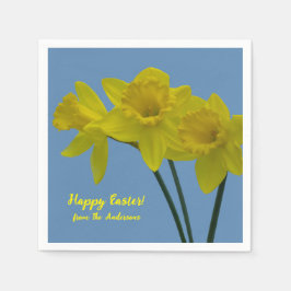 Servilleta De Papel "Feliz Pascua" Ropa de Daffodils Amarillos