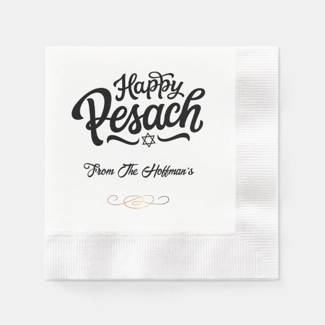 Servilleta De Papel Feliz Pascua | Sencilla tradición negra y blanca (Anverso)