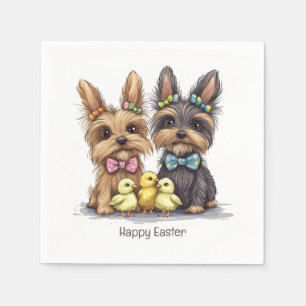 Servilleta De Papel Feliz Pascua Yorkshire Terrier Perros