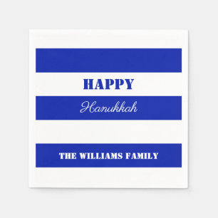 Servilleta De Papel Feliz patrón Hanukkah Blue White Stried