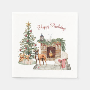 Servilleta De Papel Feliz Pawlidays Diseño de Perro - Boxer