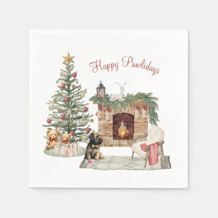 Servilleta De Papel Feliz Pawlidays Diseño de Perro- Briard